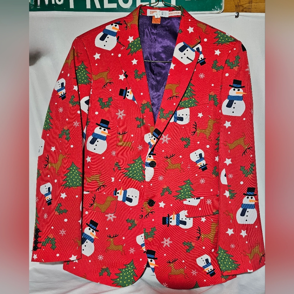 OppoSuits Ugly Christmas Men's Suit Blazer, Pants & Tie Sz 42